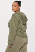 Olive Cropped Hoodie