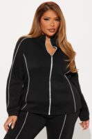 Mock-Neck Pants in Black and White
