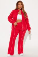 Red Mock-Neck Pants