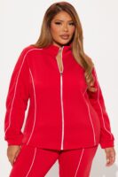 Red Mock-Neck Pants