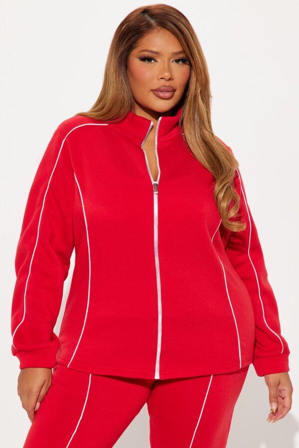 Red Mock-Neck Pants