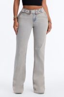The Wild West Low Rise Belted Flare Leg Jeans - Light Wash