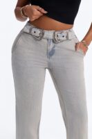 The Wild West Low Rise Belted Flare Leg Jeans - Light Wash