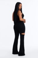 Eternal Nights Cut Out Stretch Flare Jeans - Black