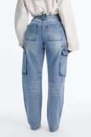 Gigi High Rise Tapered Cargo Jeans - Medium Wash