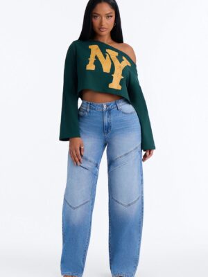 Up To Me Cargo Non Stretch Straight Leg Jeans - Medium Wash