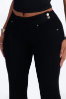 Nights To Remember Low Rise Pintuck High Stretch Flare Jeans - Black