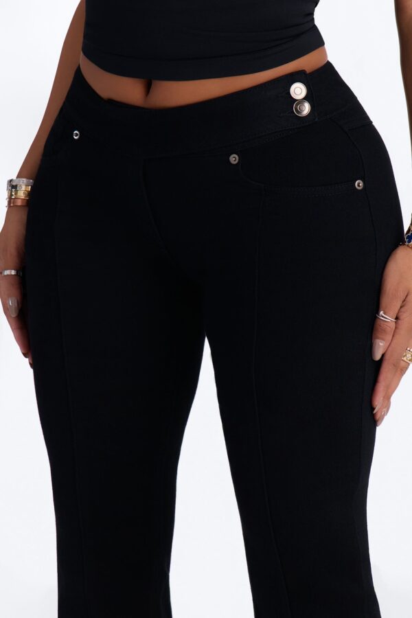 Nights To Remember Low Rise Pintuck High Stretch Flare Jeans - Black