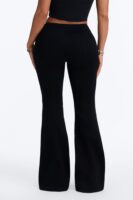 Nights To Remember Low Rise Pintuck High Stretch Flare Jeans - Black
