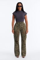 Knocked Down Camo Print Stretch Cargo Jeans - Camouflage