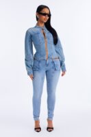 Fuel Up High Rise Skinny Moto Jeans - Light Wash