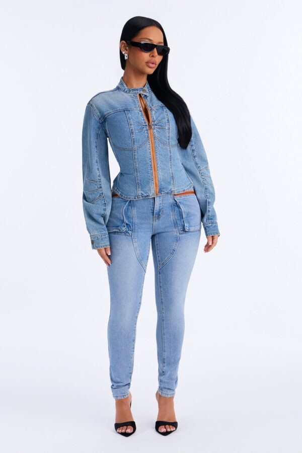 Fuel Up High Rise Skinny Moto Jeans - Light Wash
