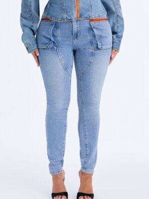 Fuel Up High Rise Skinny Moto Jeans - Light Wash