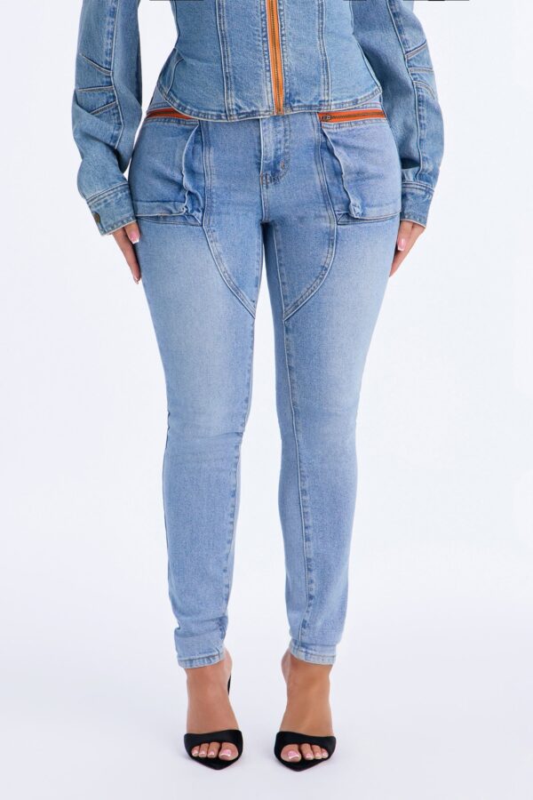 Fuel Up High Rise Skinny Moto Jeans - Light Wash
