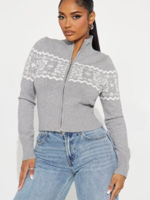 Mock-Neck Sweater in Gray