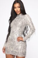 Silver Mock-Neck Dress