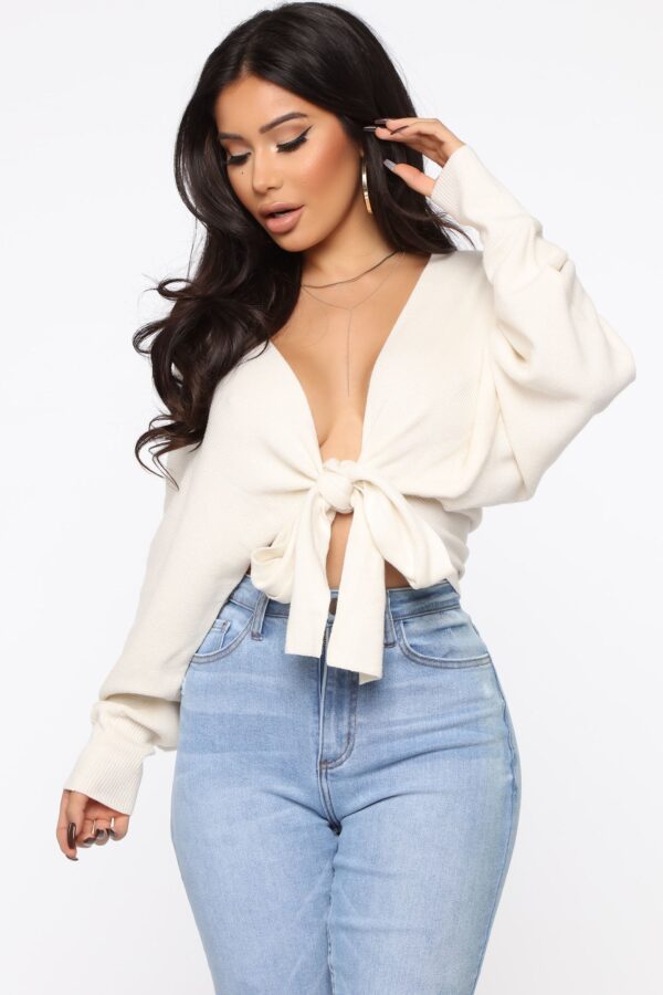 Cream V-Neck Sweater