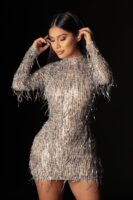 Silver Mock-Neck Dress