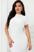 White Mock-Neck Dress