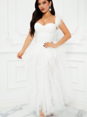 Contrast Dress in White