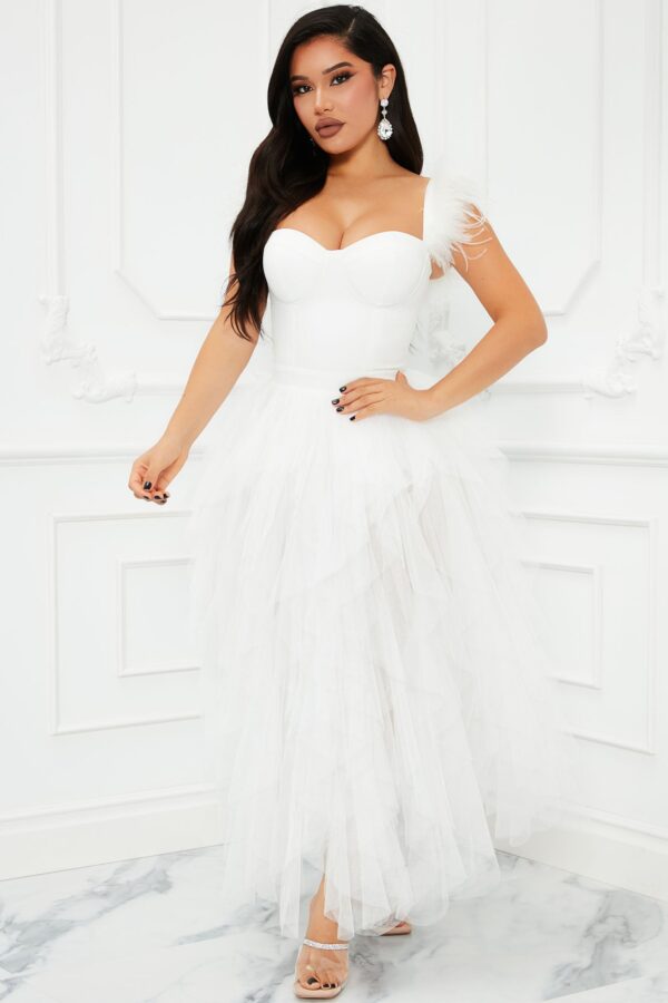 Contrast Dress in White