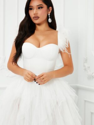 Contrast Dress in White