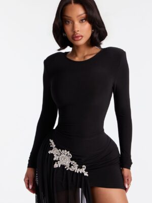 Contrast Dress in Black