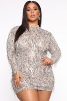 Silver Mock-Neck Dress