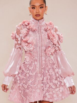 Dress with mock neck