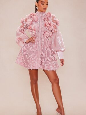 Dress with mock neck