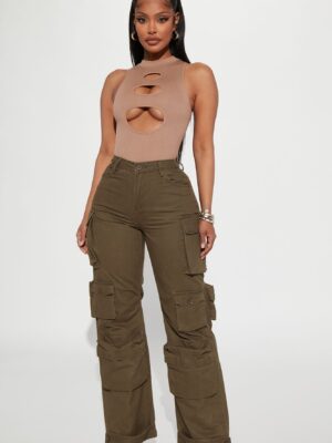 Olive Pants with wide leg