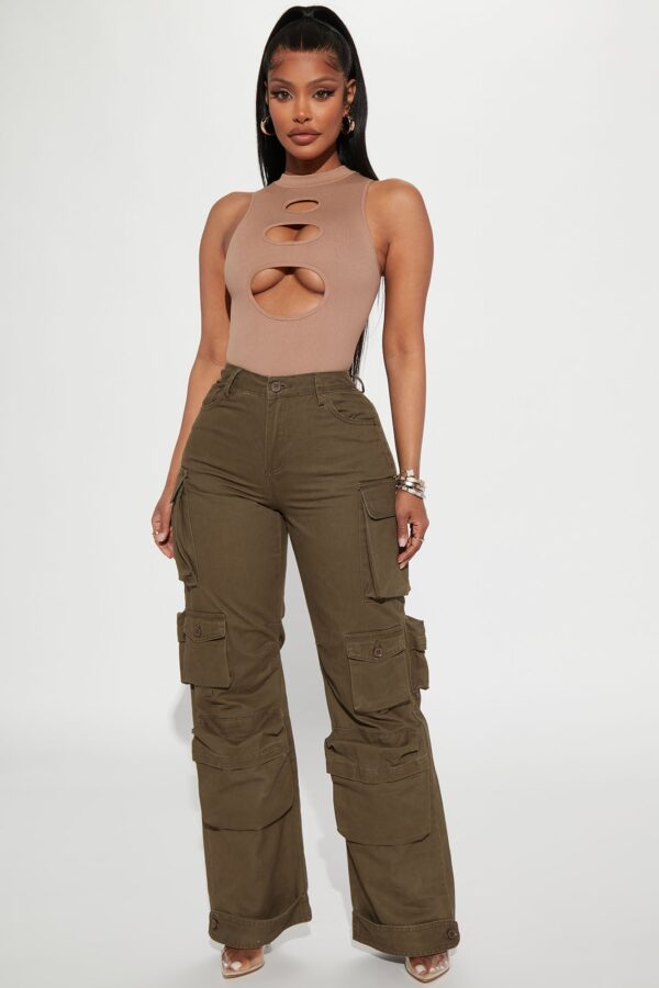 Olive Pants with wide leg