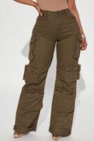 Olive Pants with wide leg