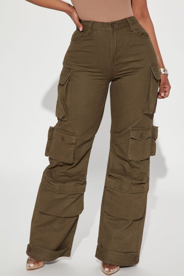 Olive Pants with wide leg