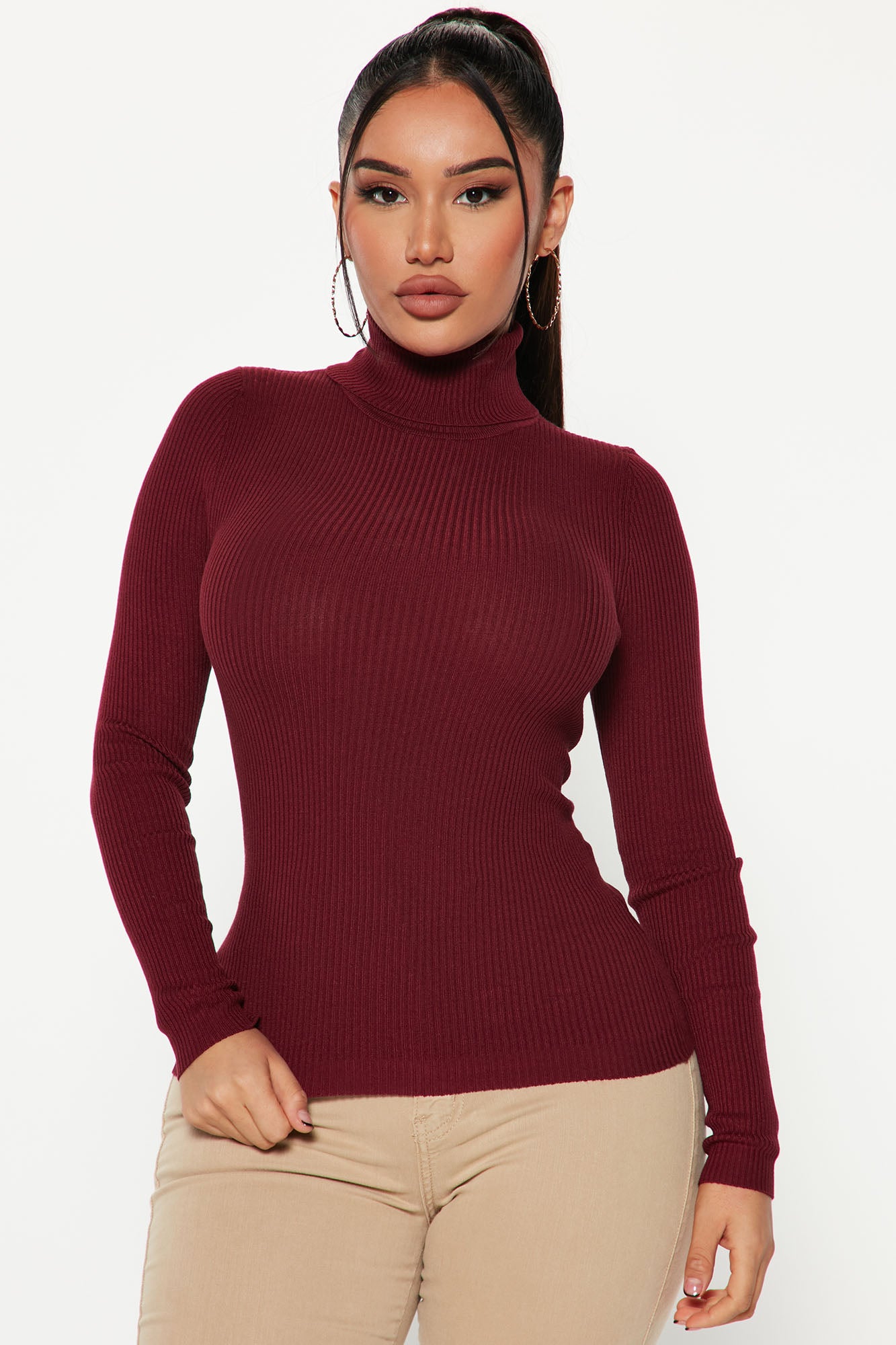 Burgundy Turtleneck Pullover