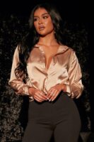 Satin Top in Taupe