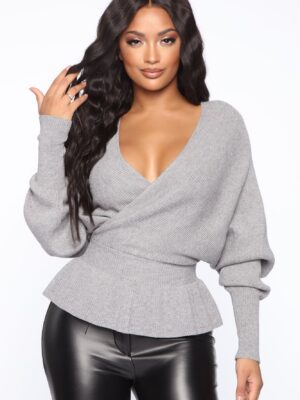 Gray Pullover with v-neck