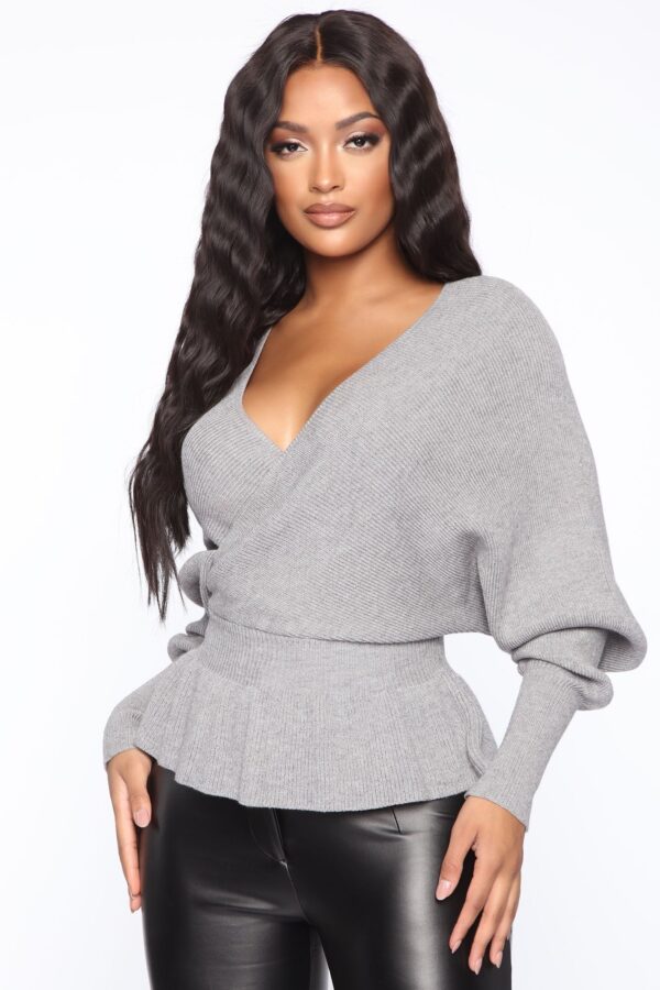 Gray Pullover with v-neck