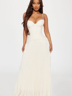 Cream Dress with pleated