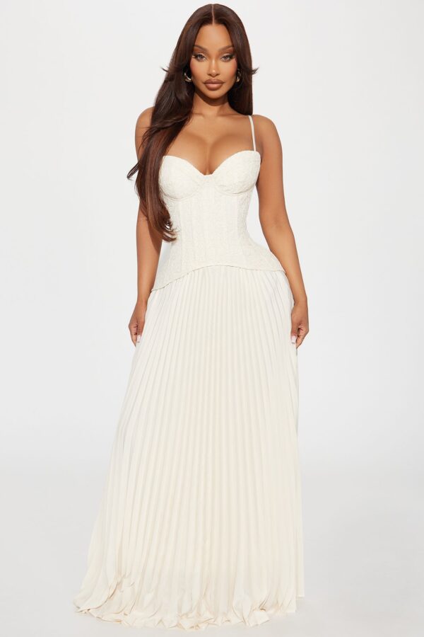 Cream Dress with pleated