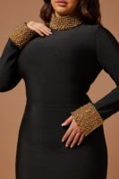 Black and Gold Mock-Neck Dress