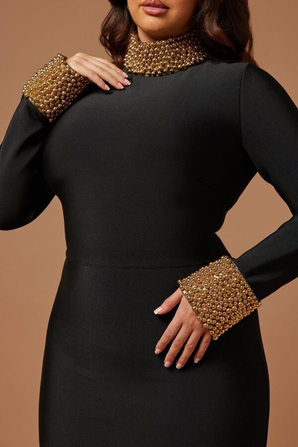 Black and Gold Mock-Neck Dress