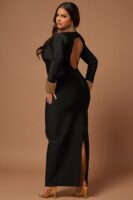 Black and Gold Mock-Neck Dress