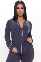 Contrast Top in Navy