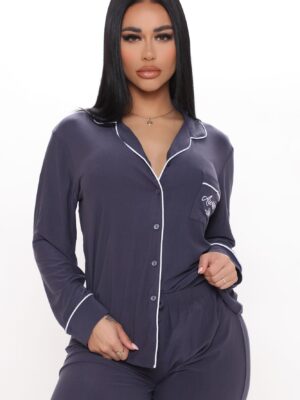 Contrast Top in Navy