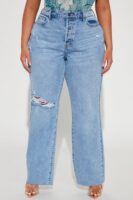 Topanga 90's Ripped Straight Leg Jeans - Medium Wash