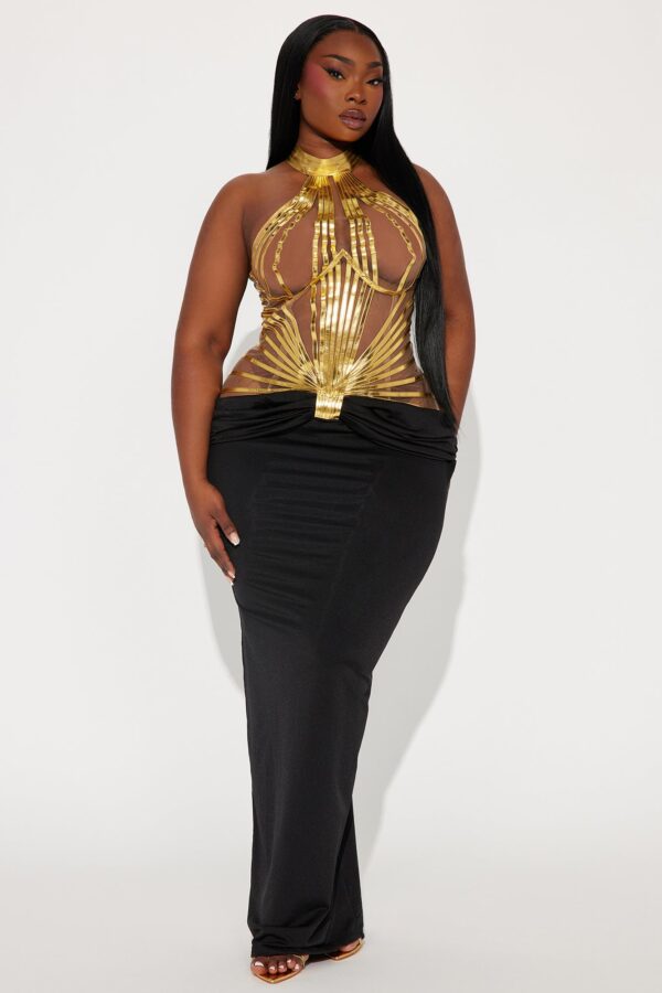 Dress in Black and Gold 82% nylon
