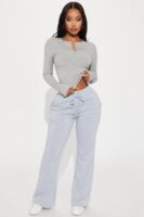 Candice Petite Lounge Flare Pant - Heather Grey