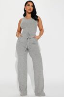 Heather Grey Jumpsuit with wide leg