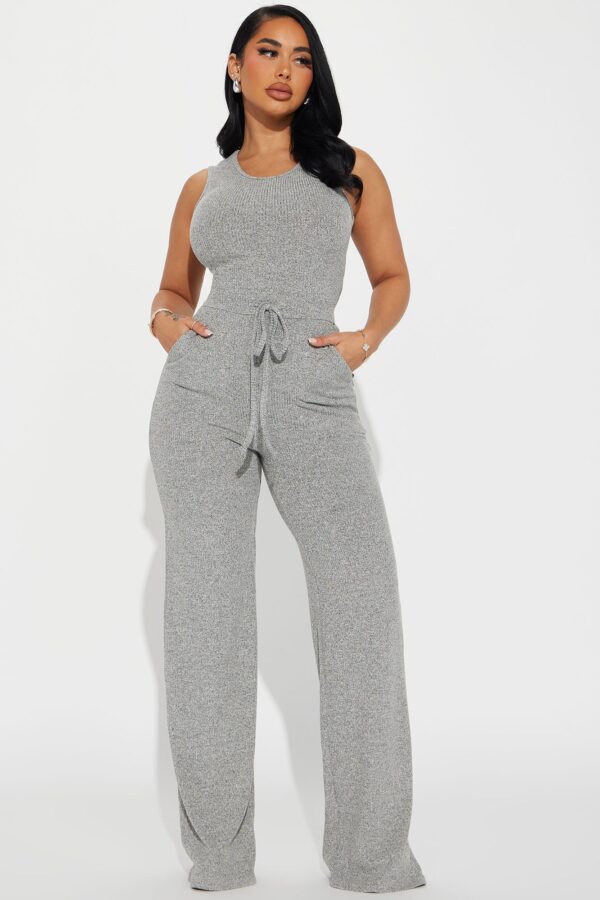 Heather Grey Jumpsuit with wide leg